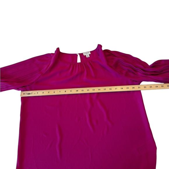 J. Crew Fuchsia Pink High Neck Relaxed Fit Pleated Long Sleeve Top Career  BV630 - Picture 13 of 15